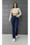 Hadise Dark Blue Flared Jeans High Waist Power Lycra Denim Trousers - 2
