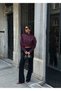 Women's Burgundy Elastic Waist Crop Shirt Yel221784 - 3