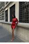 Women's Red Chest-Cut Out Single Sleeve Sequined Mini Dress Yel221587 - 5