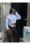 Women's White Elastic Waist Crop Shirt Yel221784 - 2