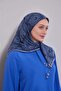 وشاح من القطن الحريري بنمط بلاط الدنيم الأزرق - 2