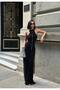 Women's Black Gathered Halter Neck Maxi Dress Yel221754 - 2