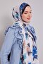 Navy blue craze comfort shawl with floral edge pattern - 2