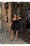 Women's Black Corset Detailed Satin Mini Dress Yel221694 - 2