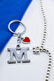 Red Metal Heart Silver Color Metal Letter m Keychain / Small Bag Ornament - 2