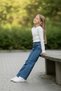 Girls' Stone Embroidered Jeans, Ages 5-15, Stretch Waist, Stylish and Comfortable Denim Pants - 4