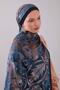 Navy Blue Geometric Pattern Moos Chrep Shawl - 3