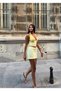 Women's Yellow Tulle Detailed Backless Blouse-Skirt Set Yel221734 - 4