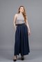 Women's Winter Navy Blue Belted Elastic Waist Maxi Long Skirt Stylish Daily Comfortable 6856