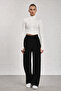 Black High Waist Wide Leg Knitwear Trousers - 3