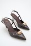 Women's Buckle Detailed Heeled Shoes Bitter Brown Skin