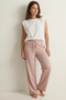 100% Cotton Single Jersey Compact Combed Cotton Fabric Women's Pajama Bottoms Loose Fit Pink Wide Leg Drawstring Anti-Sweat Bottoms Without Pockets Breathable - 3