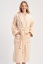 Women's Hooded Belted Beige Bathrobe with Pockets C9T6N8161