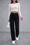 Women's High Waist Straight Leg Black Jean Trousers - 2