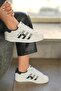 Women's White Gray Line Detailed Orthopedic Sneaker 059-K