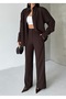 Women's Brown Striped Oversized Shirt and Trouser Set - 3