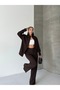 Women's Brown Striped Oversized Shirt and Trouser Set - 6