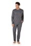 Men's 3-Piece Long Sleeve Cotton Pajama Set Striped Robe Boxed Groom Dowry Set - 2