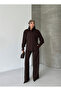 Women's Brown Striped Oversized Shirt and Trouser Set - 4