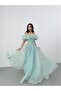 Mint Madonna Neck Waist Stone-Embroidered Evening Dress - 2