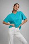 Women's Turquoise Crew Neck Oversized Cotton T-Shirt - 5