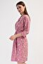 Women's Capri Sleeve Belted Patterned Pink Dressing Gown C7T3N2804 - 3