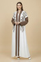 Luxury White Brown 2 Piece Abaya Set With Inner Leaf Embroidery Modern Modest Wear Women Dress