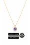 Purple Zircon Stone Necklace Stainless Steel Gold Color Chain Necklace