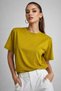 Women's Mustard Crew Neck Oversized Cotton T-Shirt - 4
