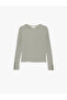 Slim Fit Long Sleeve Cuffed Button Detail Crew Neck Striped T-Shirt - 3