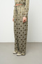 Women's Mystical Khaki Geometric Floral Patterned Silky Satin Look Palazzo Trousers - 2