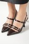Comfortable Evening Dress Shoes with Heels, Buckles and Stones, Classic Shoes - 5