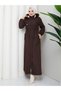 Bondit Coat with Hood, Full Length, with Elastic Waist and Fur Lining for Modest Wear Rc1405002 - 3