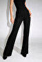 Falena Pure Form Knitwear Jacquard Pants, Black, High Waist, Wide Leg, Knitted Pattern - 3