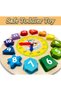 Wooden Shape Color Sorting Clock Â– Teaching Time Number Blocks Puzzle - 2