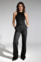 Falena Pure Form Knitwear Jacquard Pants, Black, High Waist, Wide Leg, Knitted Pattern - 2