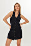 Linen Dress with Shirt Collar