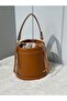 Tan Women's Drawstring Bucket Hand and Shoulder Bag - 5