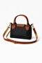 Mini Fabric Black, Tan Leather Detailed, Gold Color Accessories, Strap Women's Hand and Shoulder Bag - 4