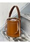 Tan Women's Drawstring Bucket Hand and Shoulder Bag - 7