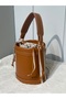 Tan Women's Drawstring Bucket Hand and Shoulder Bag - 6