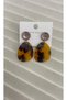 Gold Glitter Detailed Leopard Pattern Dangle Earrings – Amber Color Modern Women's Earrings - 5