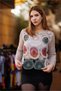 Gray Color Lace Crochet Embroidered Knitwear Blouse - 4