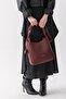 Mila Charmlı Large Size Soft Leather-Look Large Volume Claret Red Women's Shoulder Bag Pbu3207 - 6