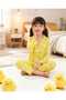 Yellow Color Civcivli Suede Women's Pajamas Shirt Collar Pajama Set - 3