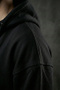 Black Zippered Hoodie Oversize Embossed Sweatshirt Cardigan - 4