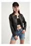 New Season Women's Black Plain Leather Jacket – Stylish Model Suitable for Daily Use - 6