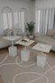 Edisam Iconic 3-Piece Zigon Coffee Table Side Table Service Table Wooden Body Travertine Pattern - 5