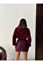 Sequined Velvet Sequin Mini Skirt - Plum |   F2054 - 5