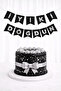 Black Cardboard Happy Birthday Banner with Silver Writing Birthday Decorations Party Ornament